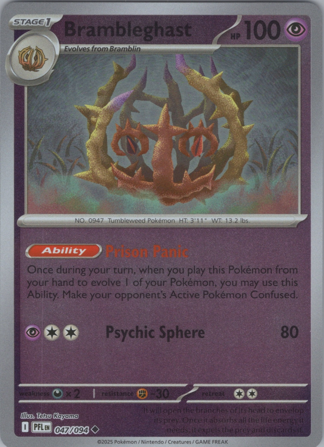Pokemon TCG ME02: Phantasmal Flames - Brambleghast Uncommon Reverse Holo 047/094