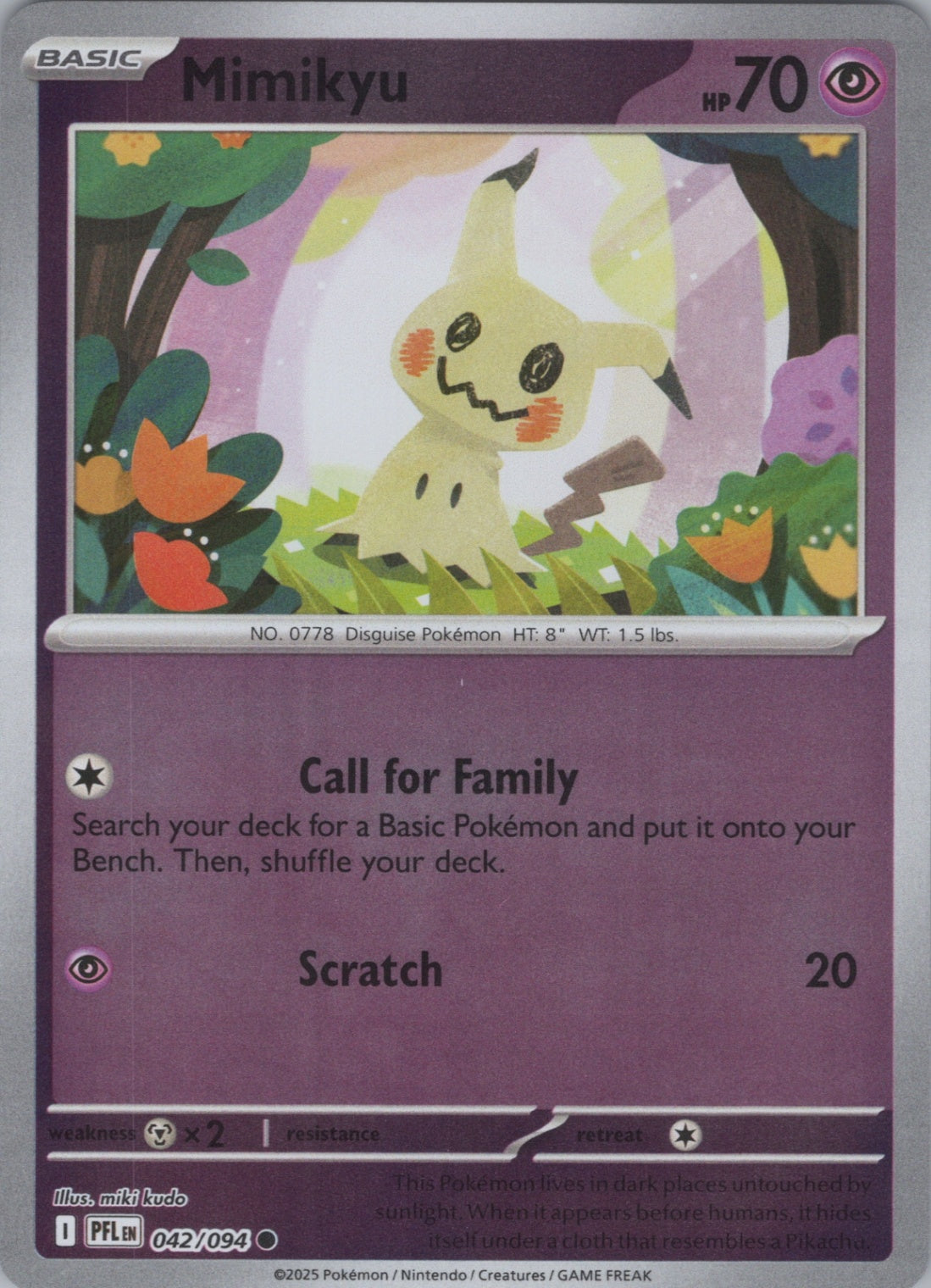 Pokemon TCG ME02: Phantasmal Flames - Mimikyu Common Reverse Holo 042/094 NM