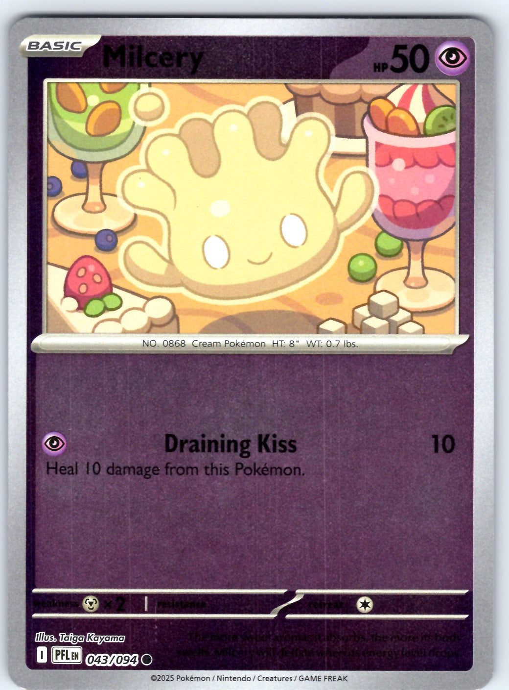 Pokemon TCG ME02: Phantasmal Flames - Milcery Common Reverse Holo 043/094 NM