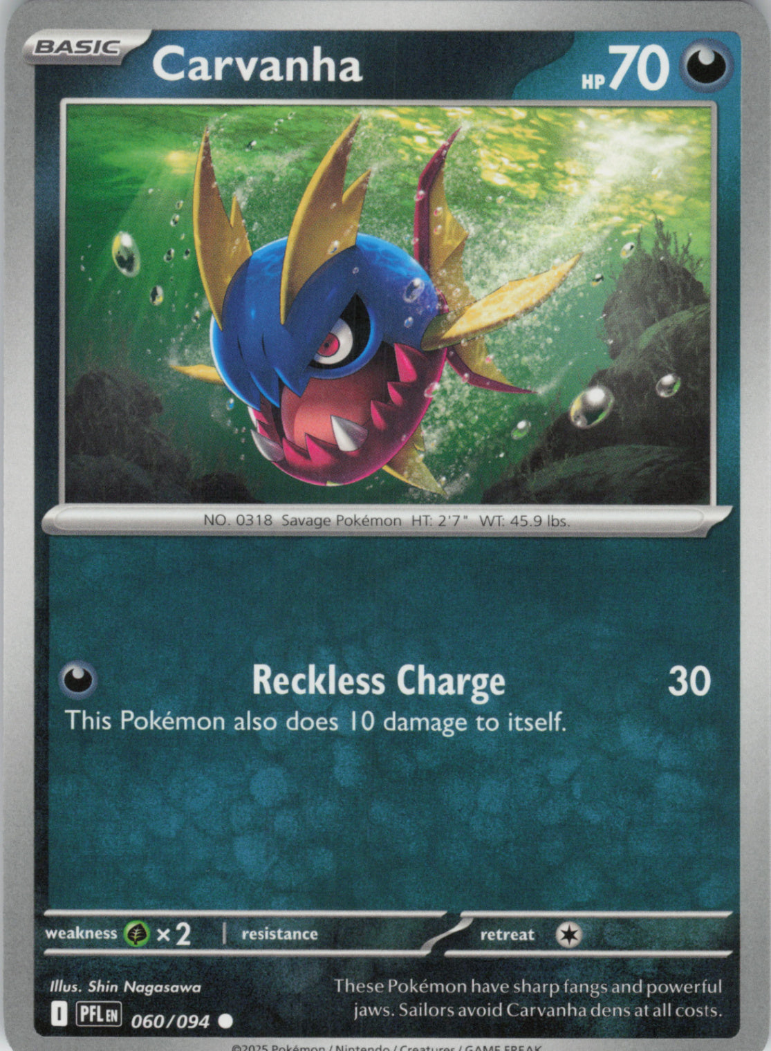 Pokemon TCG ME02: Phantasmal Flames - Carvanha Common Reverse Holo 060/094 NM