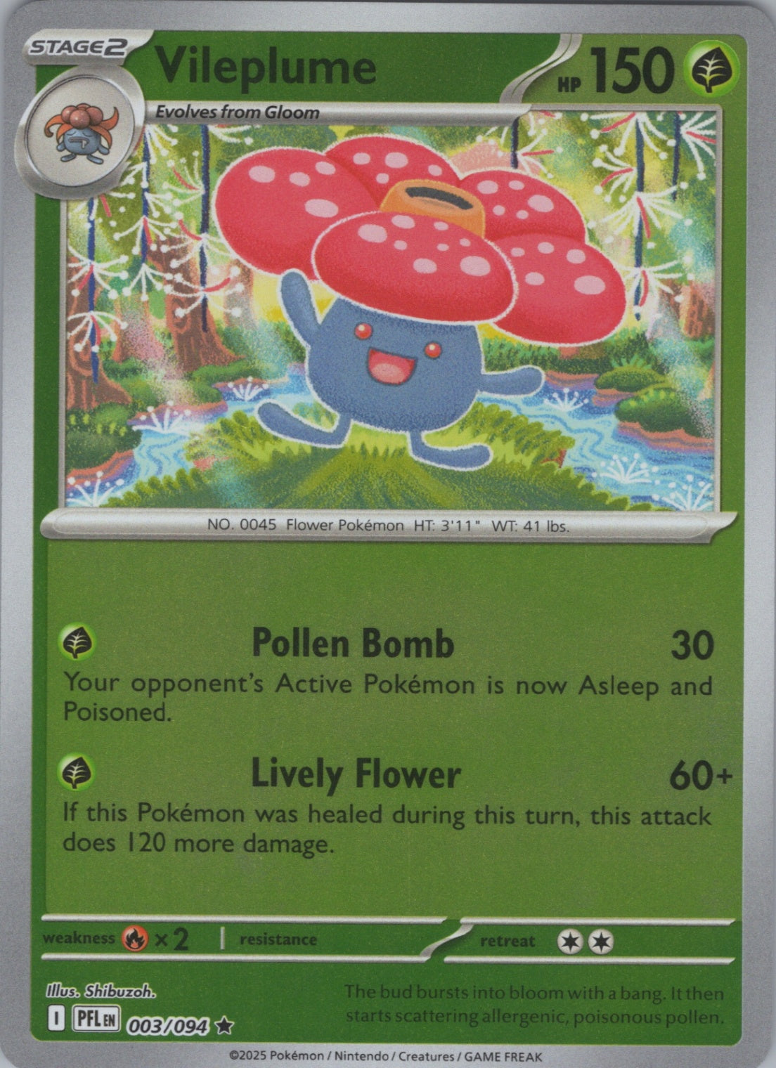 Pokemon TCG ME02: Phantasmal Flames - Vileplume Rare Reverse Holo 003/094 NM