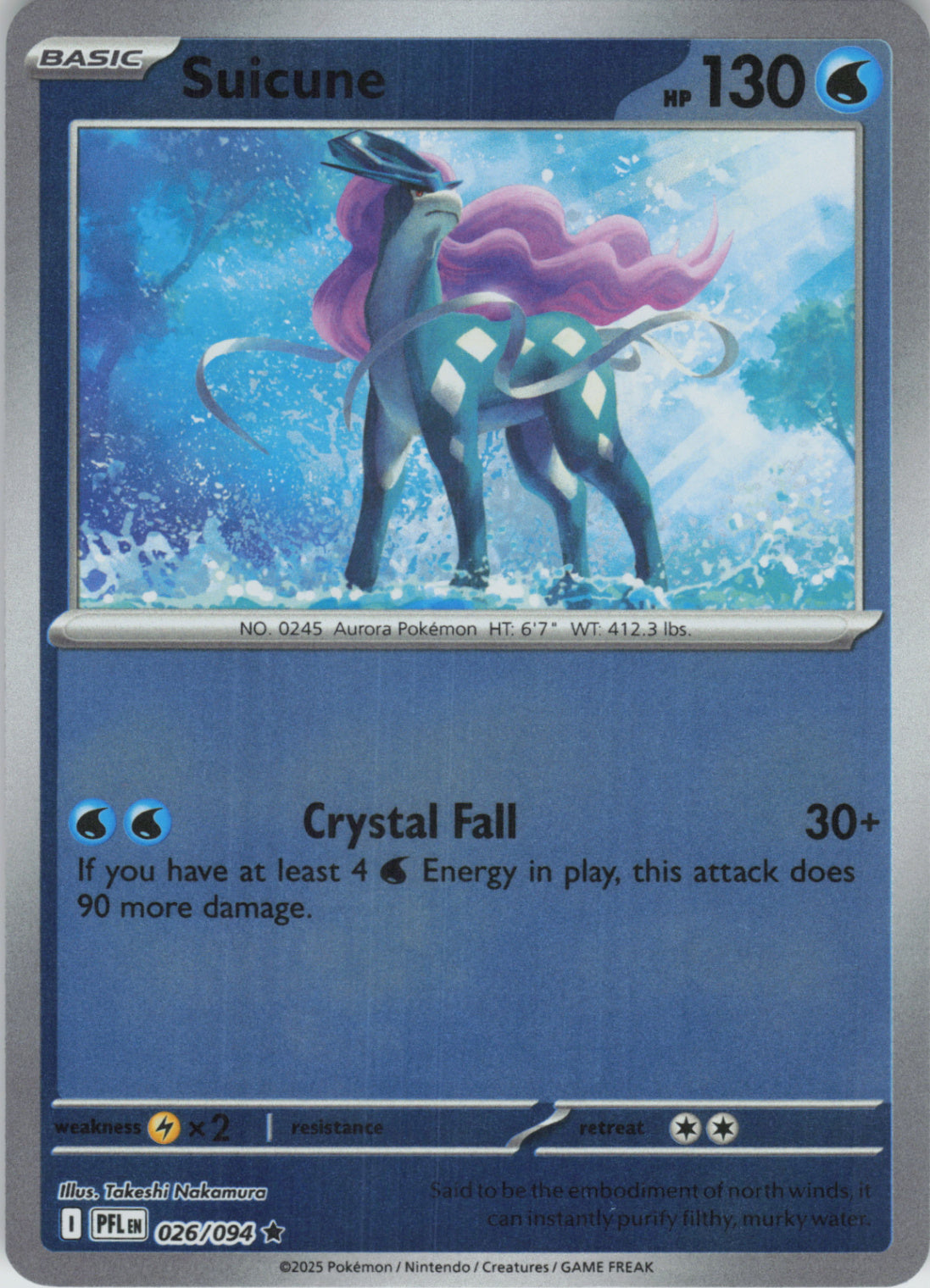 Pokemon TCG ME02: Phantasmal Flames - Suicune Rare Reverse Holo 026/094 NM