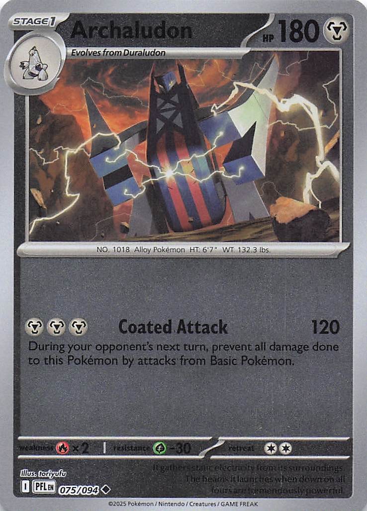 Pokemon TCG ME02: Phantasmal Flames - Archaludon Uncommon Reverse Holo 075/094 N