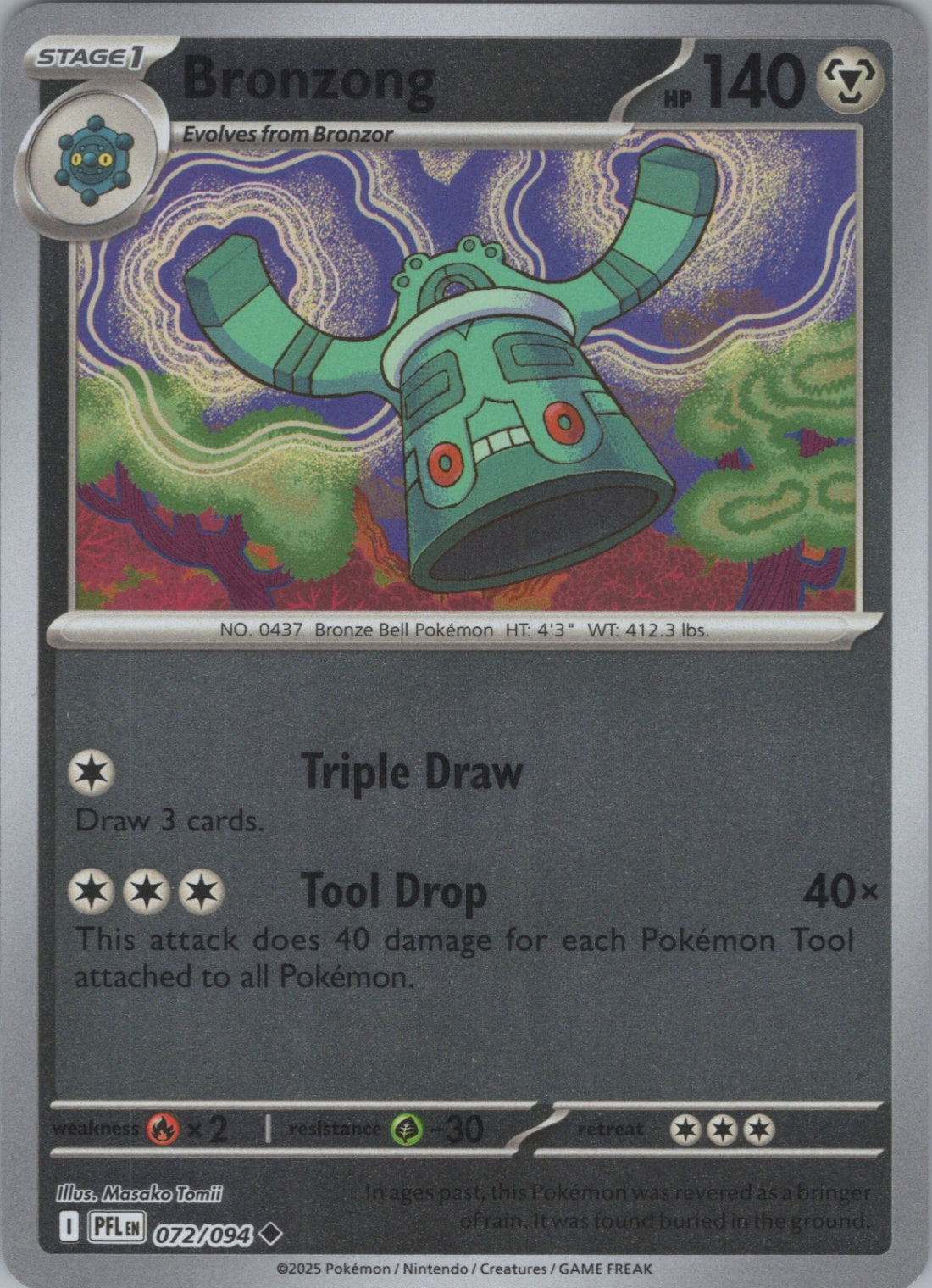 Pokemon TCG ME02: Phantasmal Flames - Bronzong Uncommon Reverse Holo 072/094 NM