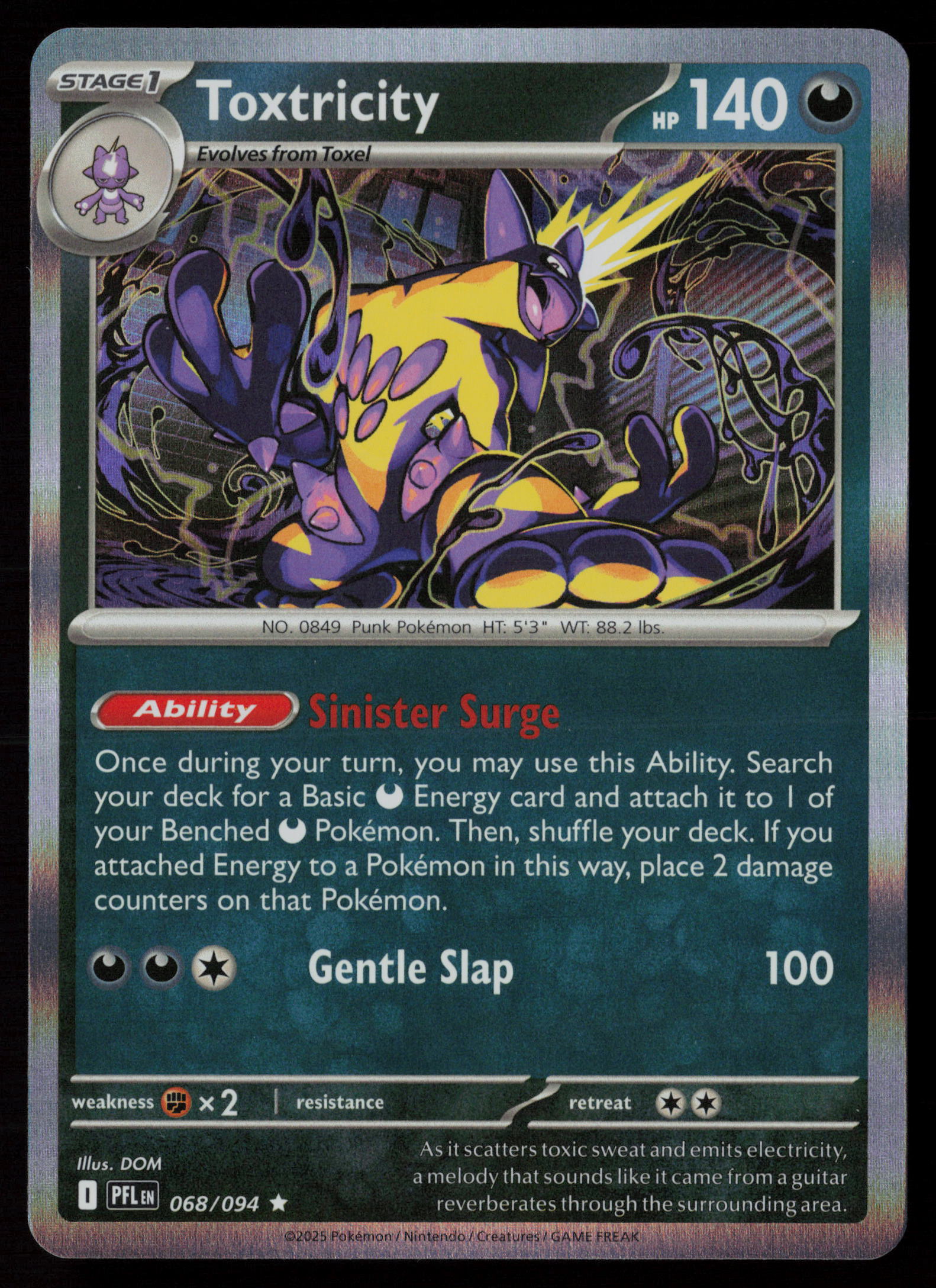Pokemon TCG ME02: Phantasmal Flames - Toxtricity Rare Holo 068/094 NM