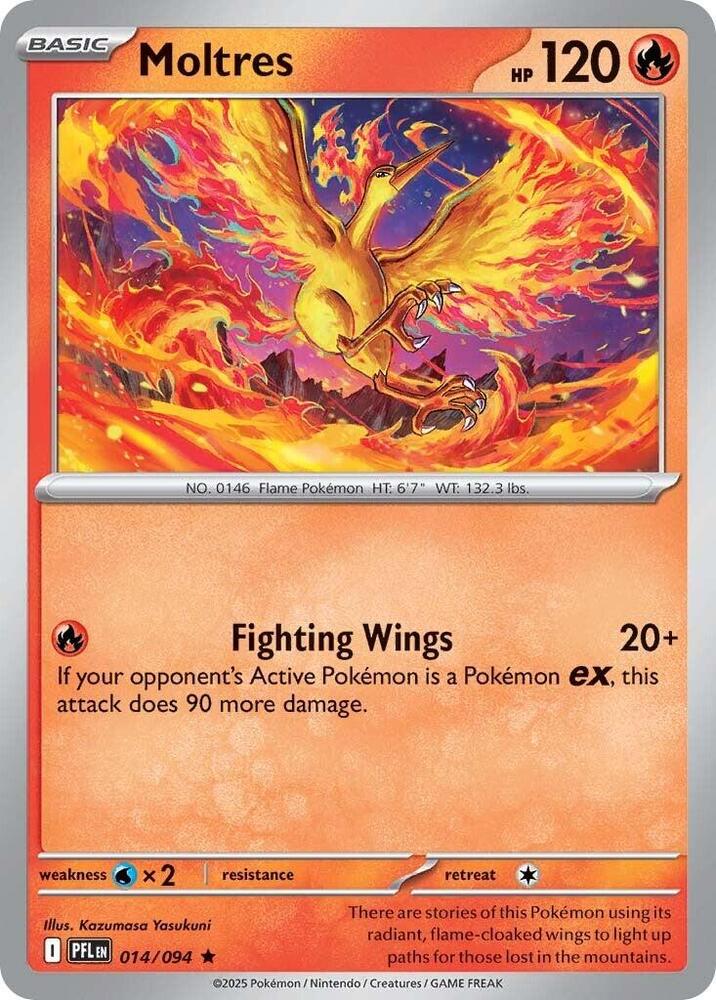 Pokemon TCG ME02: Phantasmal Flames - Moltres Holo Rare Holo 014/094 NM