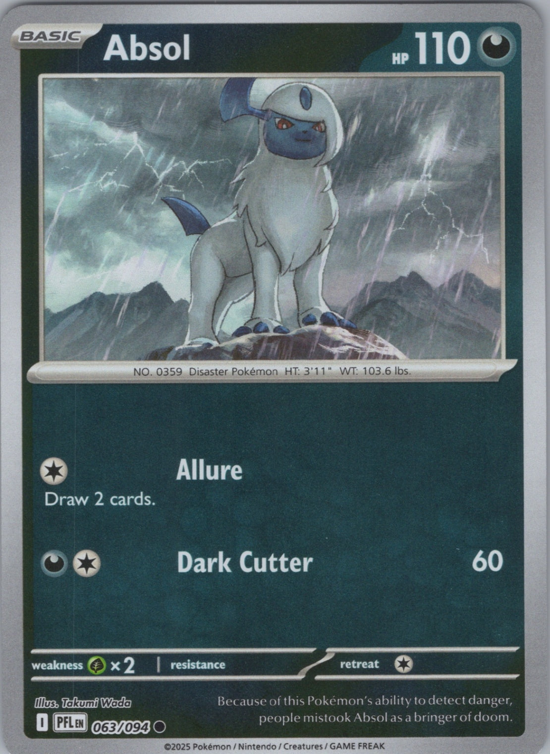 Pokemon TCG ME02: Phantasmal Flames - Absol Common Reverse Holo 063/094 NM