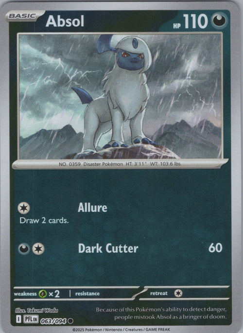 Pokemon TCG ME02: Phantasmal Flames - Absol Common Reverse Holo 063/094 NM
