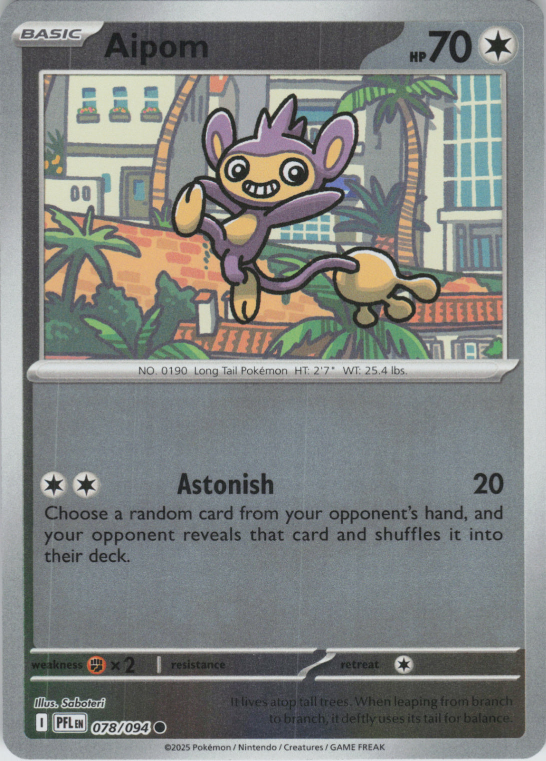 Pokemon TCG ME02: Phantasmal Flames - Aipom Common Reverse Holo 078/094 NM