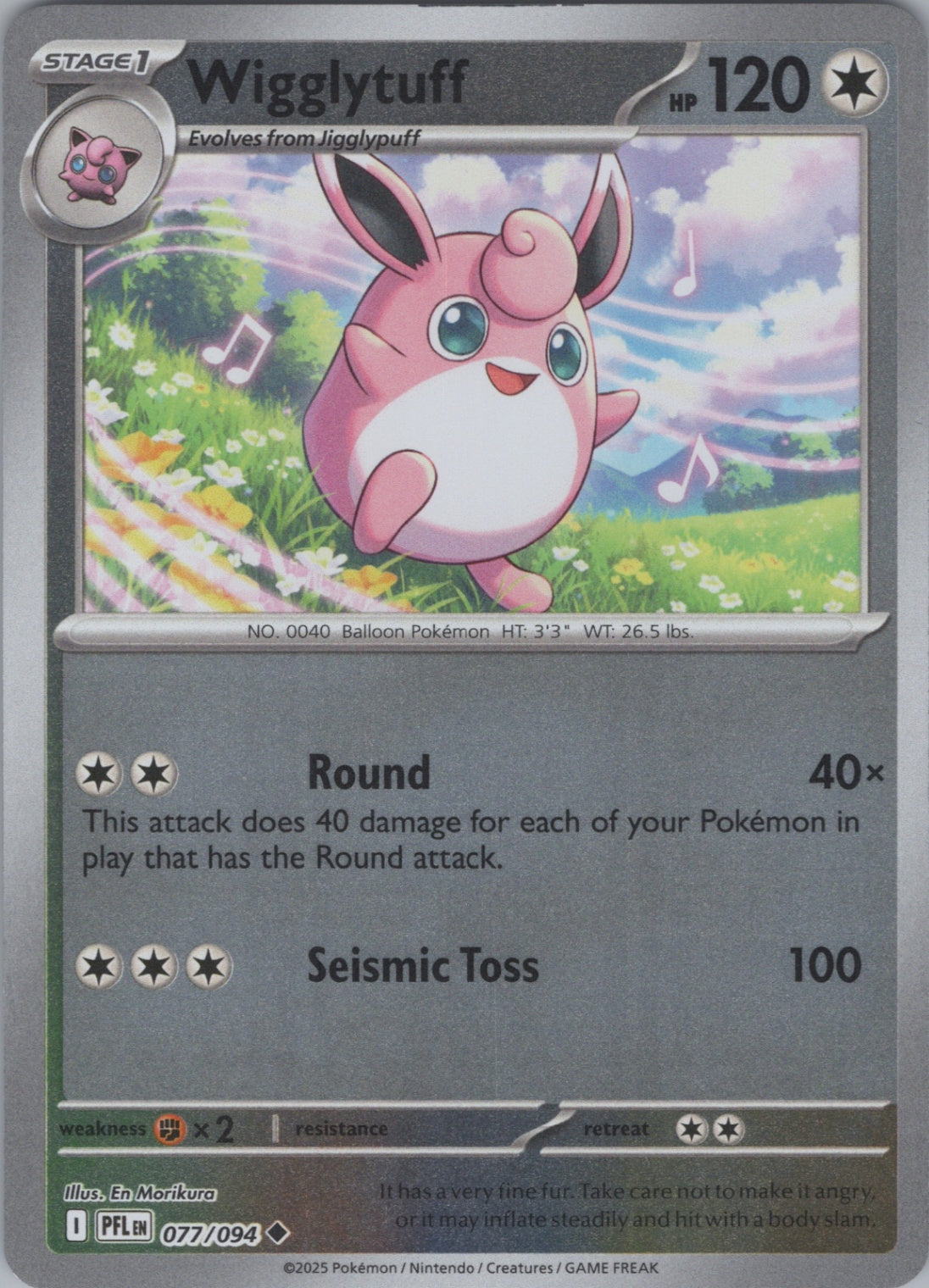 Pokemon TCG ME02: Phantasmal Flames - Wigglytuff Uncommon Reverse Holo 077/094 N