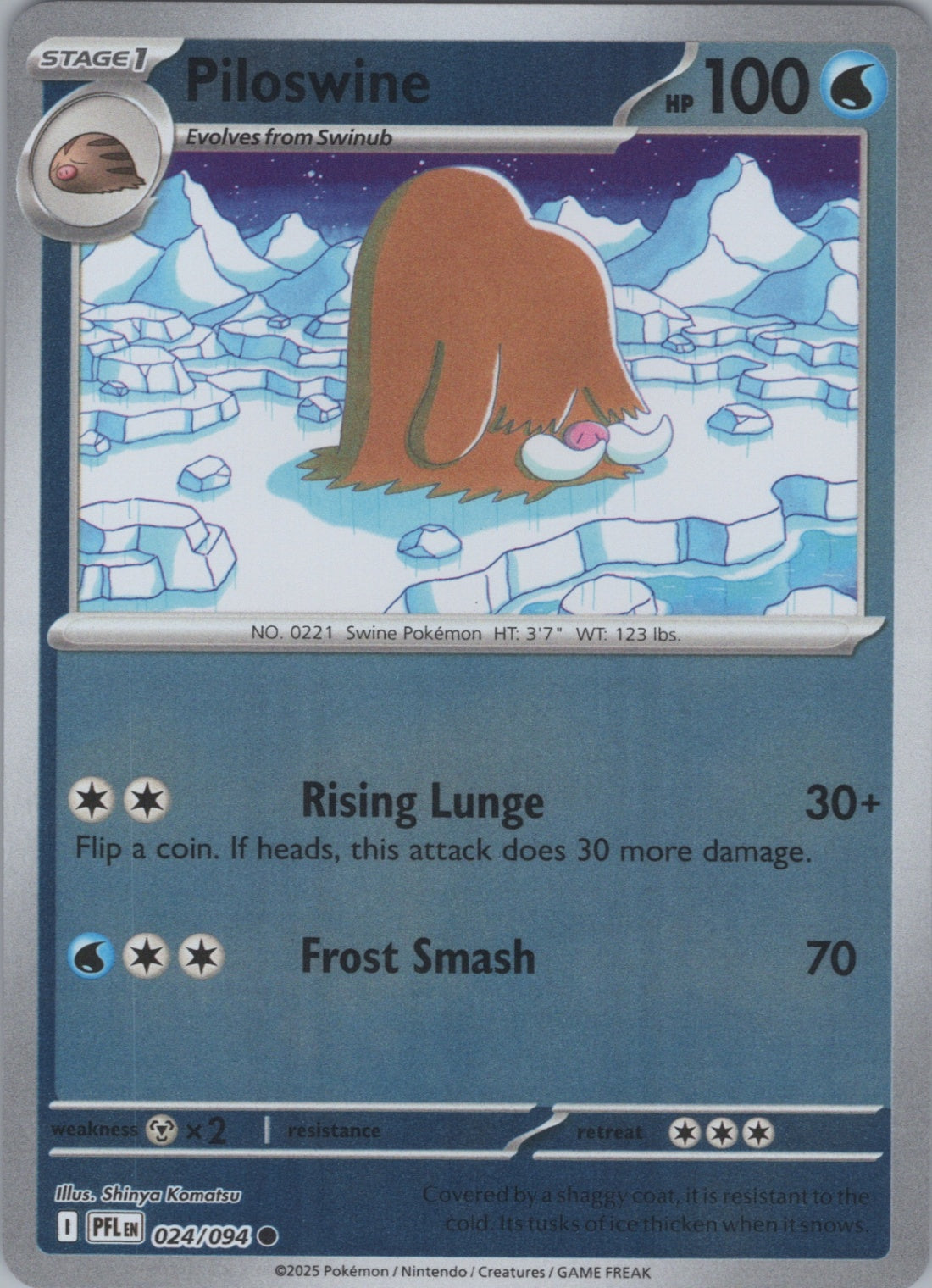 Pokemon TCG ME02: Phantasmal Flames - Piloswine Common Reverse Holo 024/094 NM