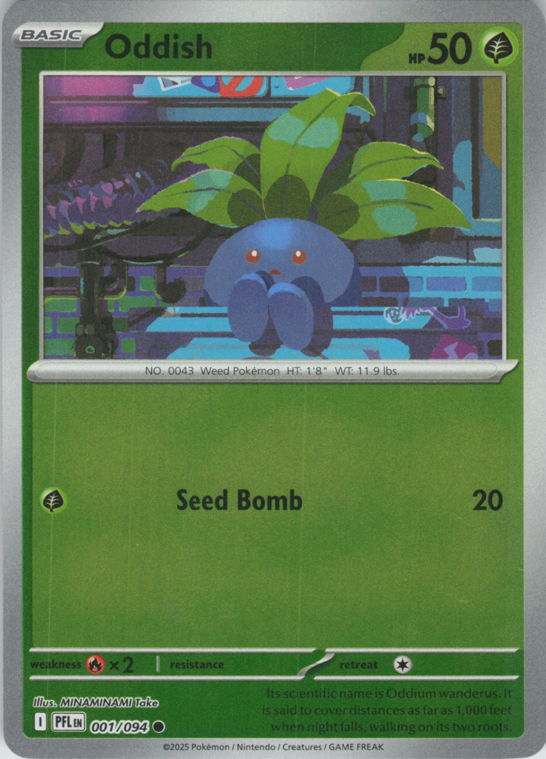 Pokemon TCG ME02: Phantasmal Flames - Oddish Common Reverse Holo 001/094 NM