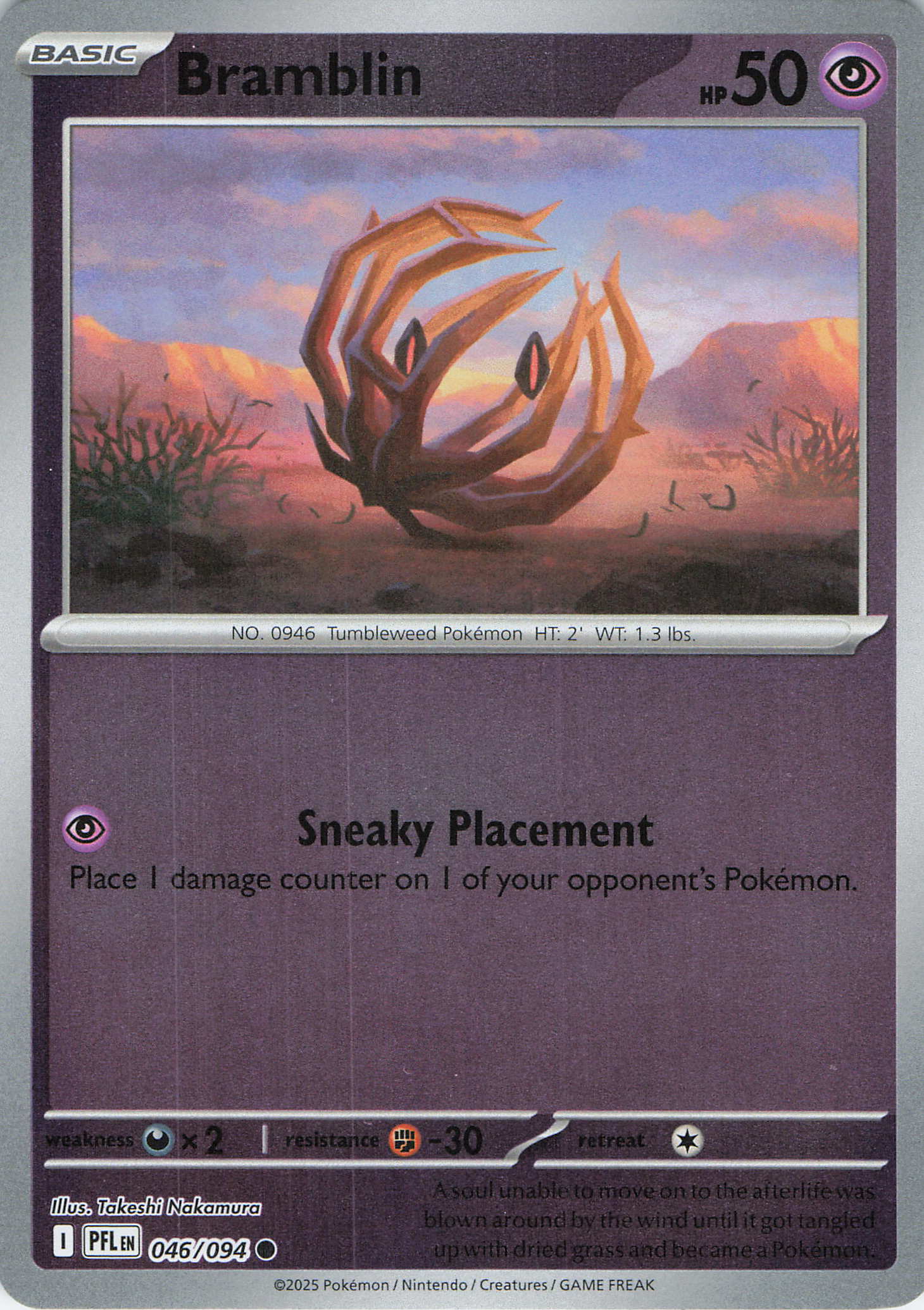 Pokemon TCG ME02: Phantasmal Flames - Bramblin Common Reverse Holo 046/094 NM