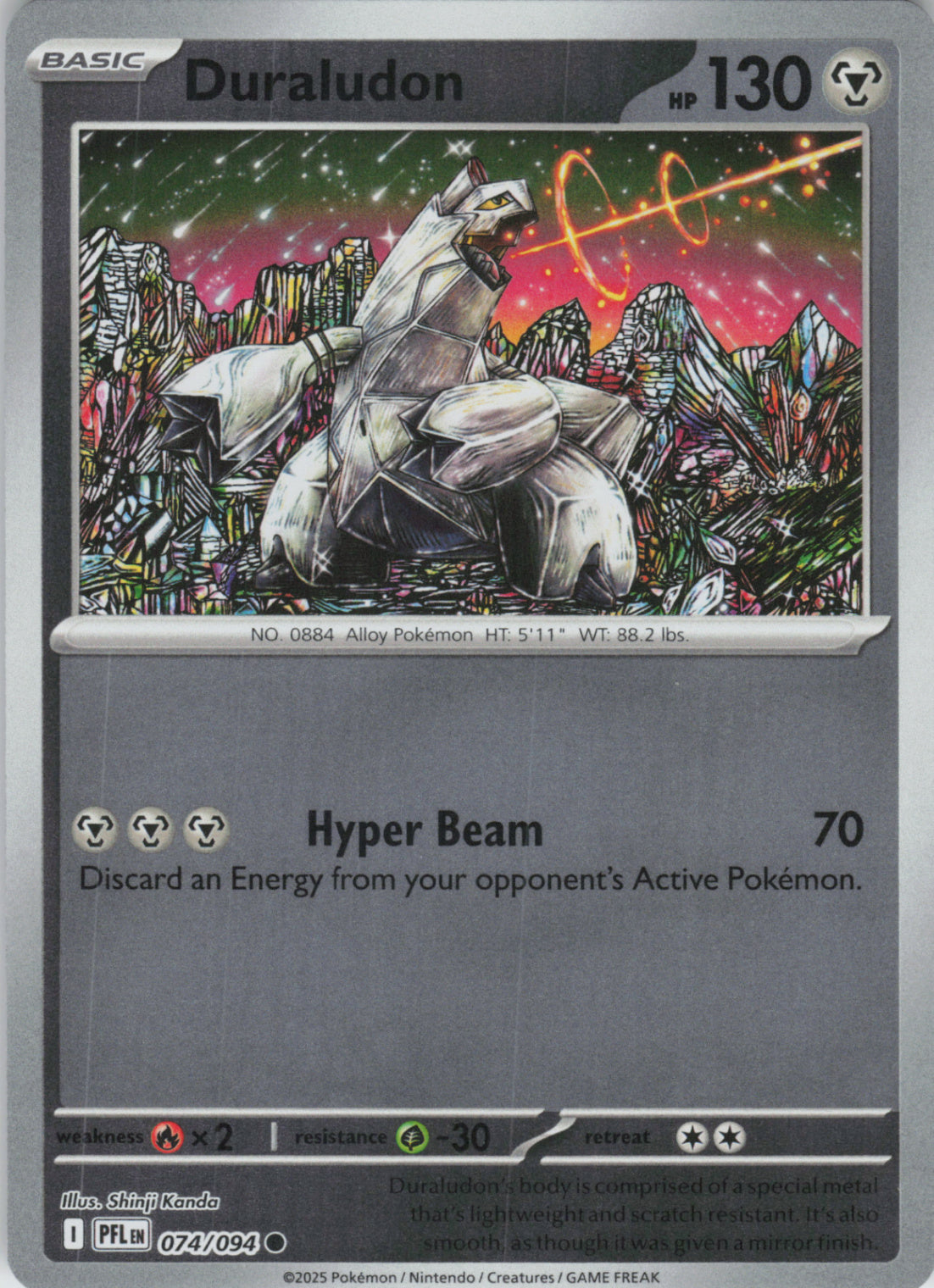 Pokemon TCG ME02: Phantasmal Flames - Duraludon Common Reverse Holo 074/094 NM