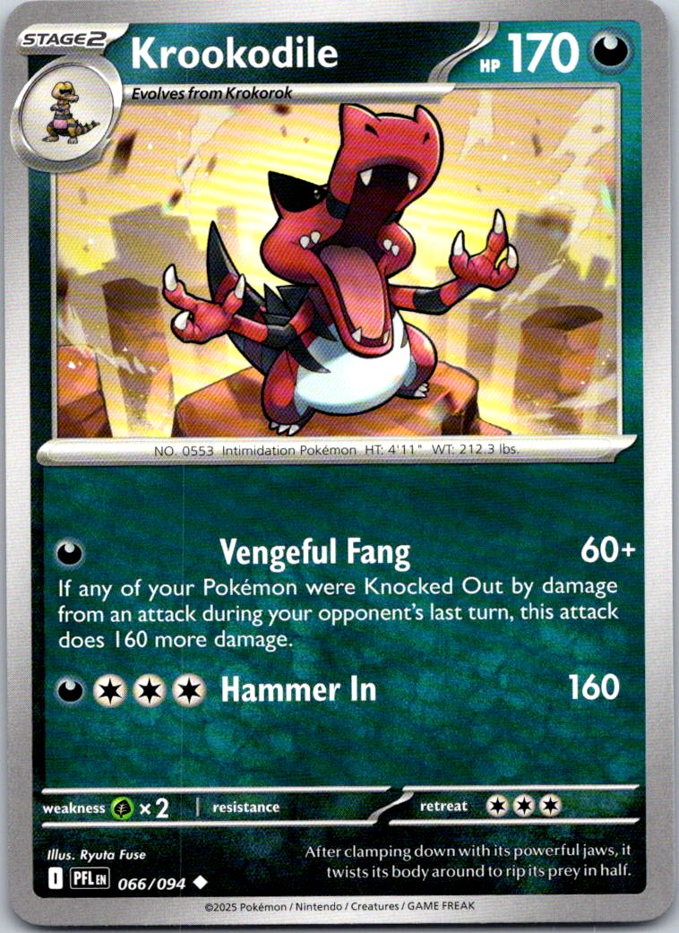 Pokemon TCG ME02: Phantasmal Flames - Krookodile Uncommon Reverse Holo 066/094 N