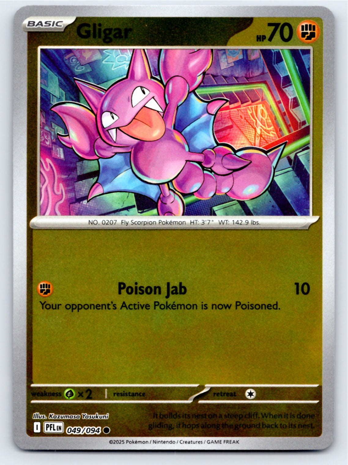 Pokemon TCG ME02: Phantasmal Flames - Gligar Common Reverse Holo 049/094 NM