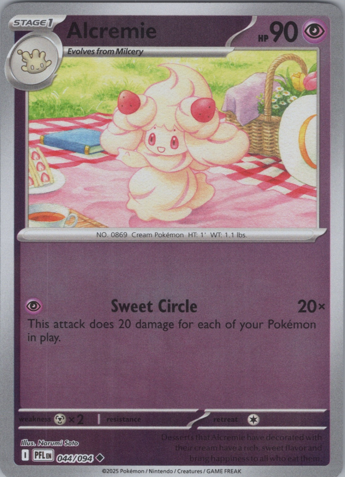Pokemon TCG ME02: Phantasmal Flames - Alcremie Uncommon Reverse Holo 044/094 NM