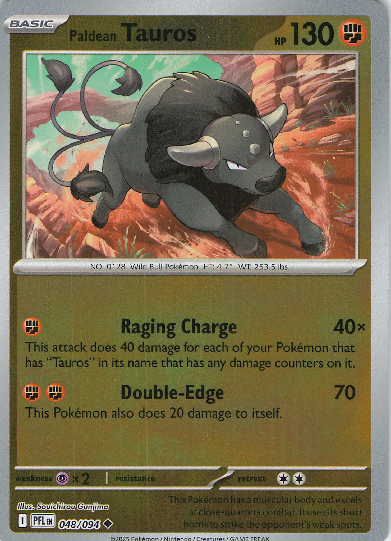 Pokemon TCG ME02: Phantasmal Flames - Paldean Tauros Uncommon Reverse Holo 048/0