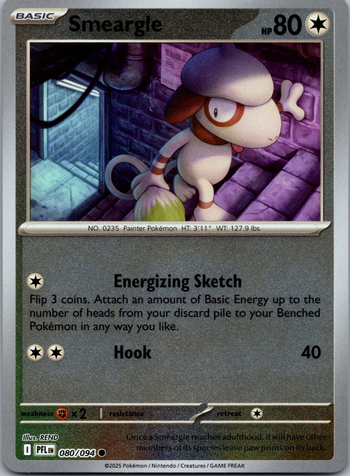 Pokemon TCG ME02: Phantasmal Flames - Smeargle Common Reverse Holo 080/094 NM