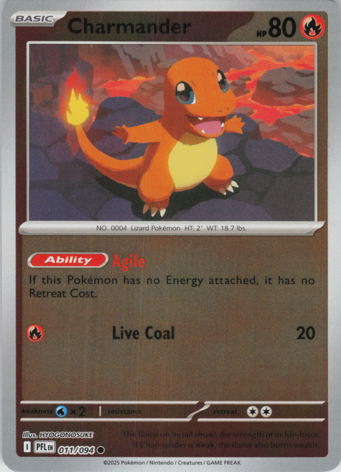Pokemon TCG ME02: Phantasmal Flames - Charmander Common Reverse Holo 011/094 NM