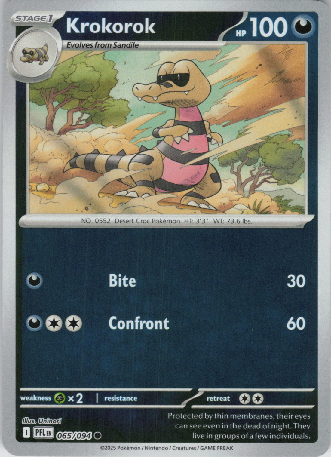 Pokemon TCG ME02: Phantasmal Flames - Krokorok Common Reverse Holo 065/094 NM