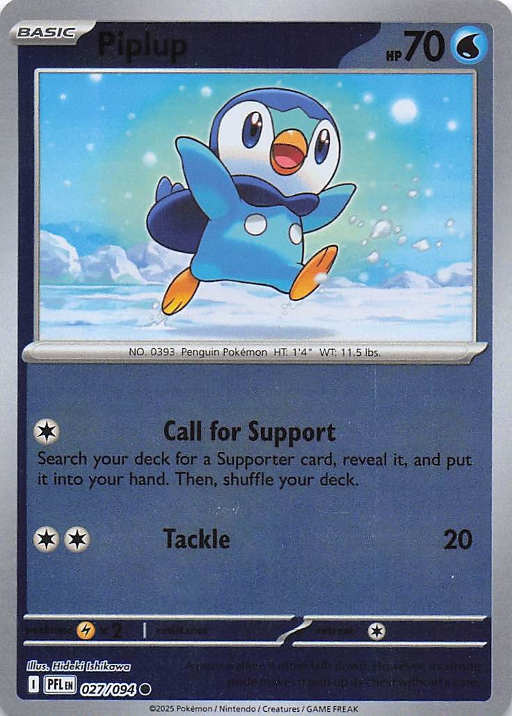 Pokemon TCG ME02: Phantasmal Flames - Piplup Common Reverse Holo 027/094 NM
