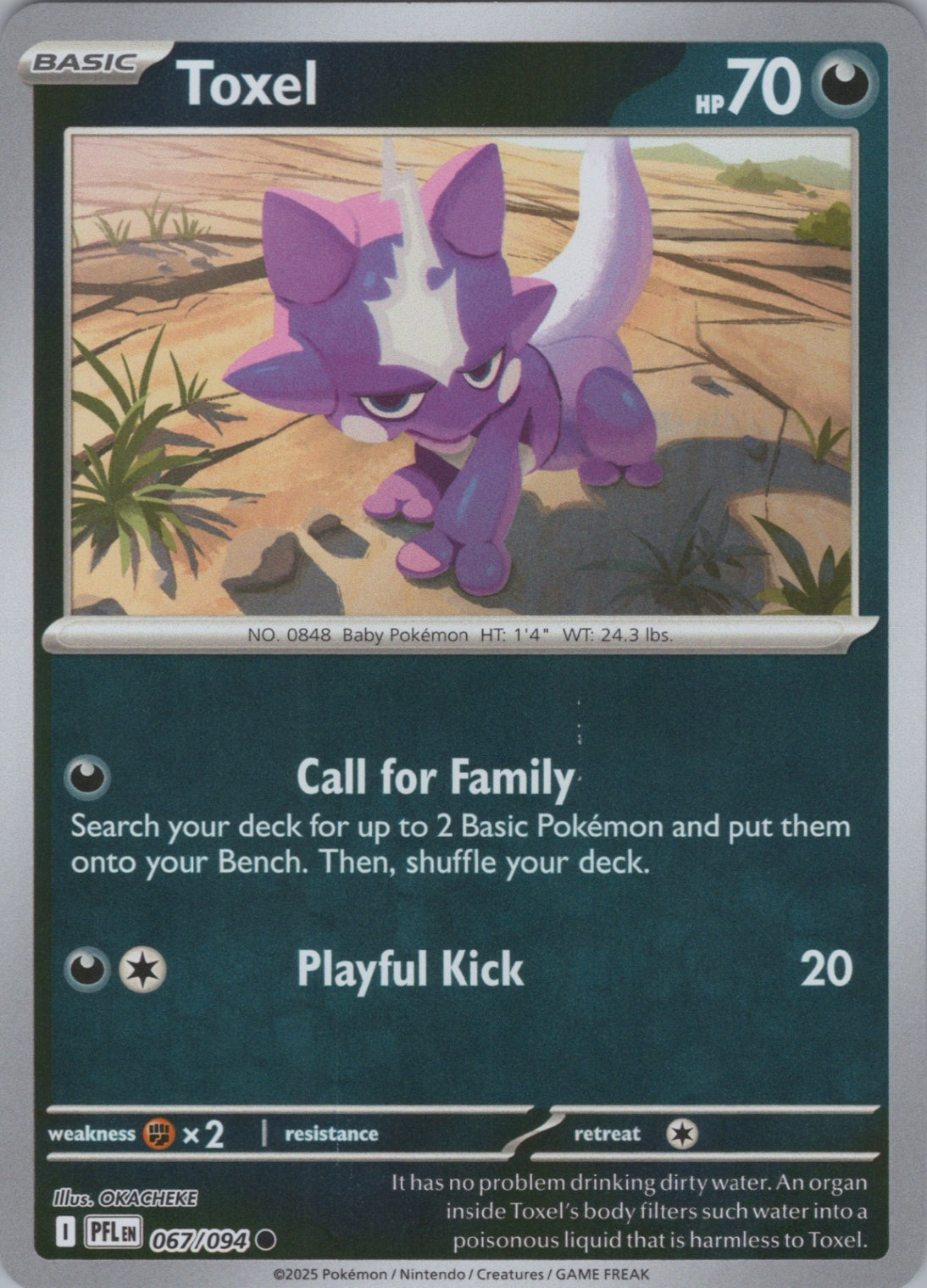 Pokemon TCG ME02: Phantasmal Flames - Toxel Common Reverse Holo 067/094 NM